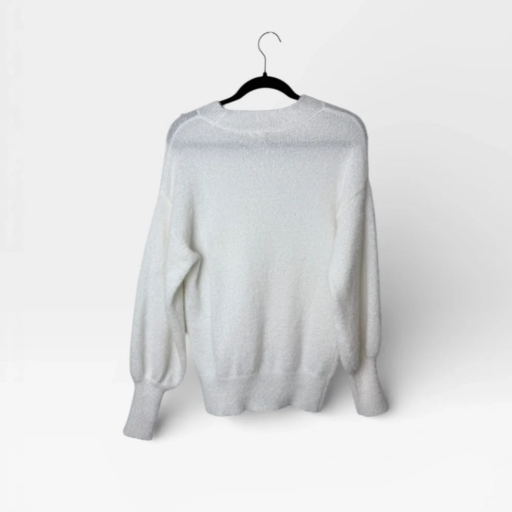 Cato‎ Size Medium True White Bedazzled Sweater (D)
